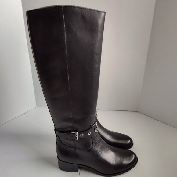 Ladies SZ 7M Michael Michael Kors Black Leather Riding Boots NWOT - Picture 3 of 8